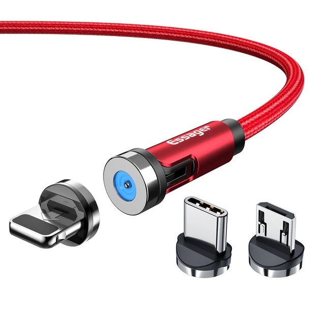 1 Plug iOS + Tipo C + Micro + Cabo Vermelho